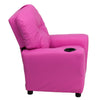 Contemporary Hot Pink Vinyl Kids Recliner with Cup Holder - Flash Furniture