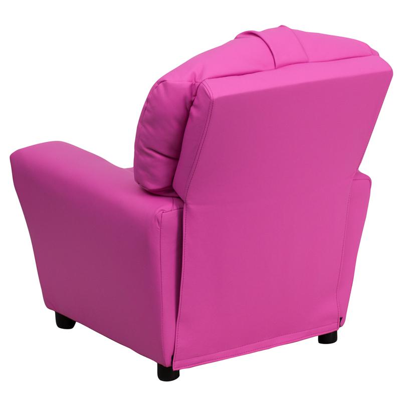 Contemporary Hot Pink Vinyl Kids Recliner with Cup Holder - Flash Furniture