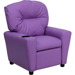 Contemporary Lavender Vinyl Kids Recliner with Cup Holder - Flash Furniture