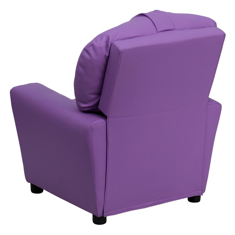 Contemporary Lavender Vinyl Kids Recliner with Cup Holder - Flash Furniture