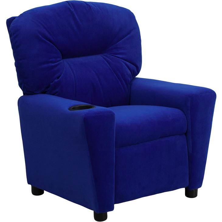 Contemporary Blue Microfiber Kids Recliner with Cup Holder - Flash Furniture
