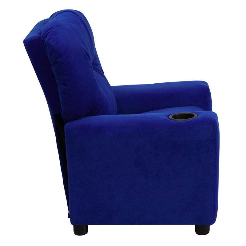 Contemporary Blue Microfiber Kids Recliner with Cup Holder - Flash Furniture