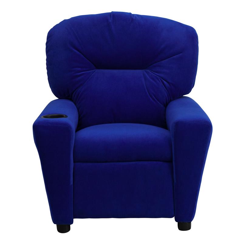Contemporary Blue Microfiber Kids Recliner with Cup Holder - Flash Furniture