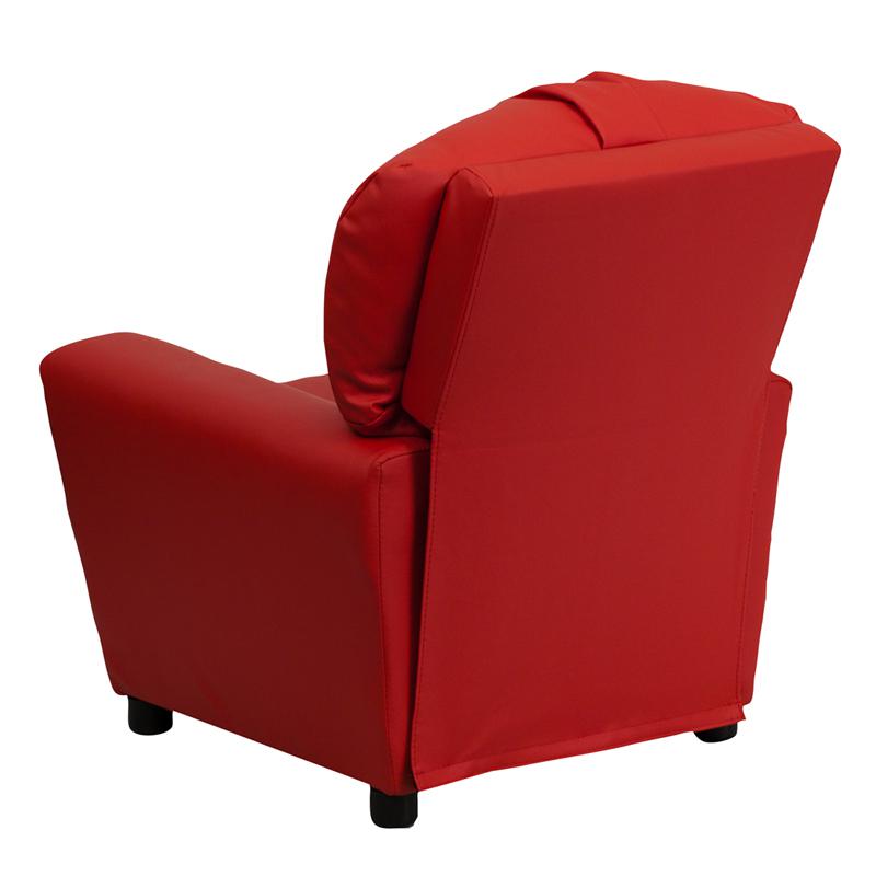 Contemporary Red Vinyl Kids Recliner with Cup Holder - Flash Furniture