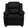 Deluxe Padded Contemporary Black LeatherSoft Kids Recliner with Storage Arms - Flash Furniture