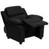 Deluxe Padded Contemporary Black LeatherSoft Kids Recliner with Storage Arms - Flash Furniture
