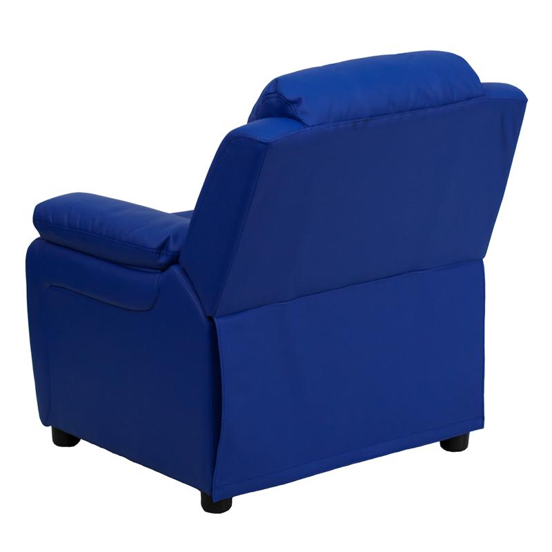 Deluxe Padded Contemporary Blue Vinyl Kids Recliner with Storage Arms - Flash Furniture