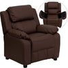Deluxe Padded Contemporary Brown LeatherSoft Kids Recliner with Storage Arms - Flash Furniture
