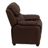 Deluxe Padded Contemporary Brown LeatherSoft Kids Recliner with Storage Arms - Flash Furniture