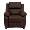 Deluxe Padded Contemporary Brown LeatherSoft Kids Recliner with Storage Arms - Flash Furniture