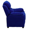 Deluxe Padded Contemporary Blue Microfiber Kids Recliner with Storage Arms - Flash Furniture