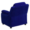 Deluxe Padded Contemporary Blue Microfiber Kids Recliner with Storage Arms - Flash Furniture