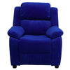 Deluxe Padded Contemporary Blue Microfiber Kids Recliner with Storage Arms - Flash Furniture