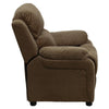 Deluxe Padded Contemporary Brown Microfiber Kids Recliner with Storage Arms - Flash Furniture