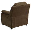 Deluxe Padded Contemporary Brown Microfiber Kids Recliner with Storage Arms - Flash Furniture