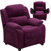 Deluxe Padded Contemporary Purple Microfiber Kids Recliner with Storage Arms - Flash Furniture