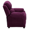 Deluxe Padded Contemporary Purple Microfiber Kids Recliner with Storage Arms - Flash Furniture