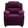 Deluxe Padded Contemporary Purple Microfiber Kids Recliner with Storage Arms - Flash Furniture