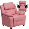 Deluxe Padded Contemporary Pink Vinyl Kids Recliner with Storage Arms - Flash Furniture