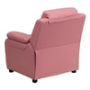 Deluxe Padded Contemporary Pink Vinyl Kids Recliner with Storage Arms - Flash Furniture