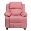 Deluxe Padded Contemporary Pink Vinyl Kids Recliner with Storage Arms - Flash Furniture