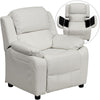Deluxe Padded Contemporary White Vinyl Kids Recliner with Storage Arms - Flash Furniture