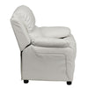 Deluxe Padded Contemporary White Vinyl Kids Recliner with Storage Arms - Flash Furniture