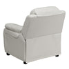 Deluxe Padded Contemporary White Vinyl Kids Recliner with Storage Arms - Flash Furniture