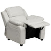 Deluxe Padded Contemporary White Vinyl Kids Recliner with Storage Arms - Flash Furniture