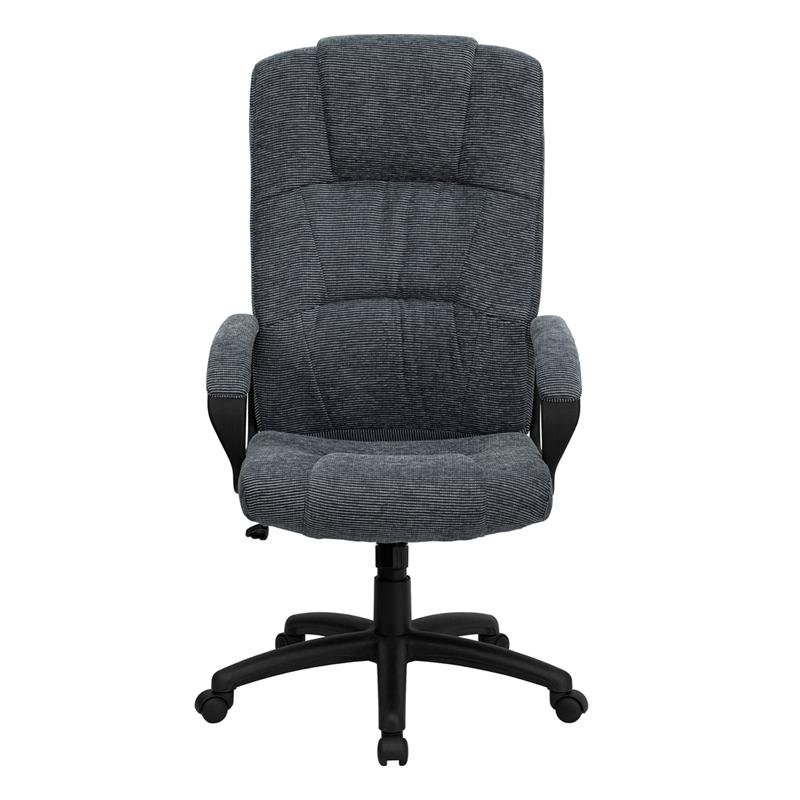 High Back Gray Fabric Executive Swivel Office Chair with Arms - Flash Furniture