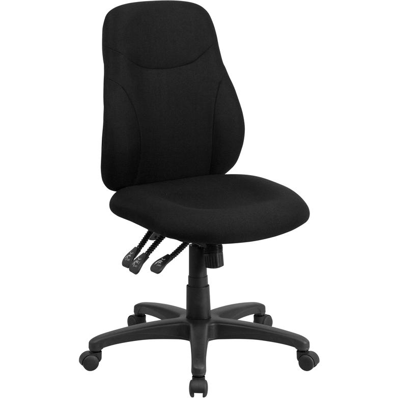 Mid-Back Black Fabric Multifunction Swivel Ergonomic Task Office Chair - Flash Furniture