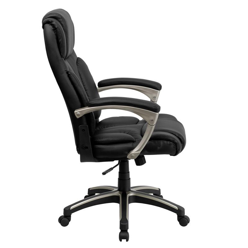 High Back Folding Black LeatherSoft Executive Swivel Office Chair with Arms - Flash Furniture