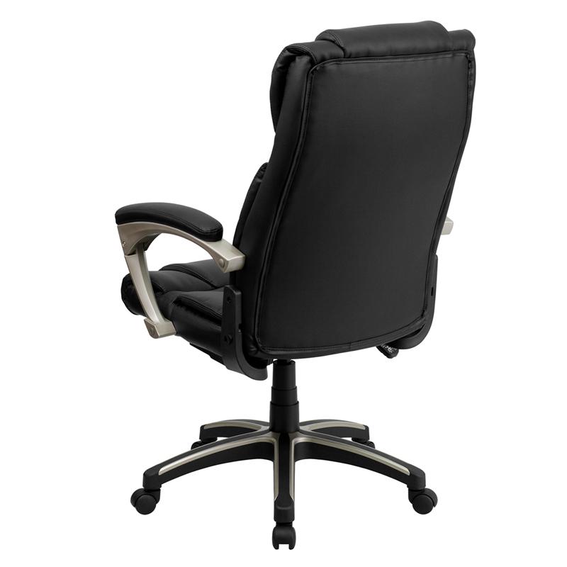 High Back Folding Black LeatherSoft Executive Swivel Office Chair with Arms - Flash Furniture