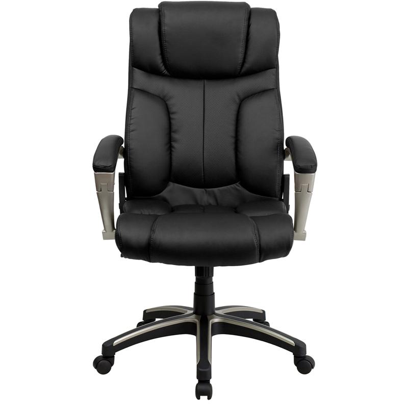 High Back Folding Black LeatherSoft Executive Swivel Office Chair with Arms - Flash Furniture