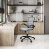 Modern High-Back Mesh Executive office Chair With Headrest And Flip Up Arms. Color: Silver Grey - Techni Mobili