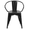 Commercial Grade Black Metal Indoor-Outdoor Chair with Arms - Flash Furniture