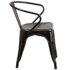 Commercial Grade Black-Antique Gold Metal Indoor-Outdoor Chair with Arms - Flash Furniture