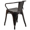 Commercial Grade Black-Antique Gold Metal Indoor-Outdoor Chair with Arms - Flash Furniture