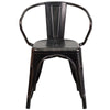 Commercial Grade Black-Antique Gold Metal Indoor-Outdoor Chair with Arms - Flash Furniture