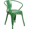 Commercial Grade Green Metal Indoor-Outdoor Chair with Arms - Flash Furniture