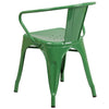 Commercial Grade Green Metal Indoor-Outdoor Chair with Arms - Flash Furniture