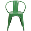 Commercial Grade Green Metal Indoor-Outdoor Chair with Arms - Flash Furniture