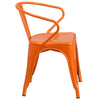 Commercial Grade Orange Metal Indoor-Outdoor Chair with Arms - Flash Furniture
