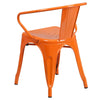 Commercial Grade Orange Metal Indoor-Outdoor Chair with Arms - Flash Furniture