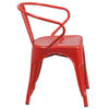 Commercial Grade Red Metal Indoor-Outdoor Chair with Arms - Flash Furniture
