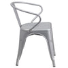 Commercial Grade Silver Metal Indoor-Outdoor Chair with Arms - Flash Furniture