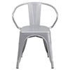 Commercial Grade Silver Metal Indoor-Outdoor Chair with Arms - Flash Furniture
