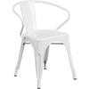 Commercial Grade White Metal Indoor-Outdoor Chair with Arms - Flash Furniture