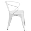 Commercial Grade White Metal Indoor-Outdoor Chair with Arms - Flash Furniture