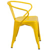 Commercial Grade Yellow Metal Indoor-Outdoor Chair with Arms - Flash Furniture